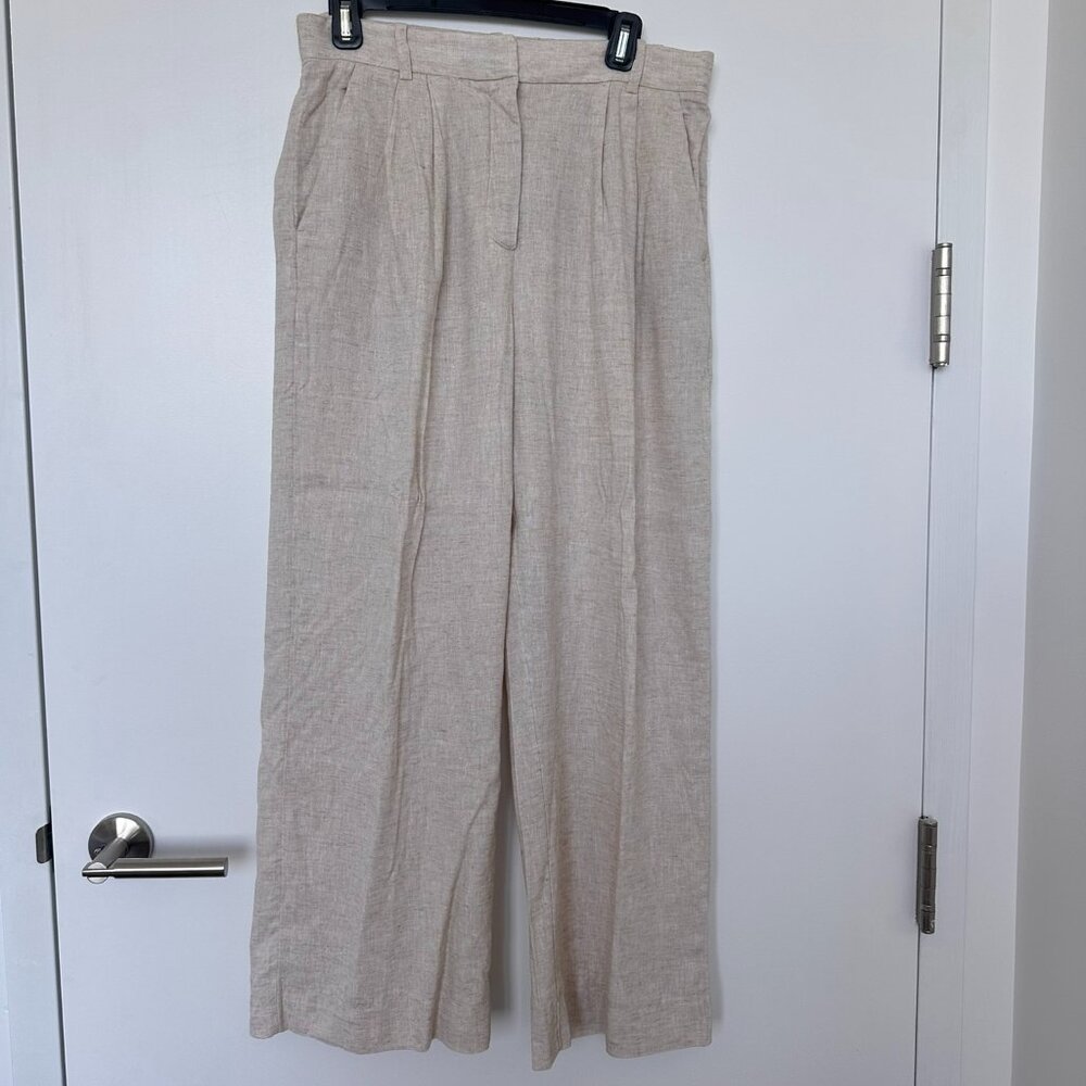 A&F Sloane Tailored Linen-Blend Pant, Light Beige, Size 30S
